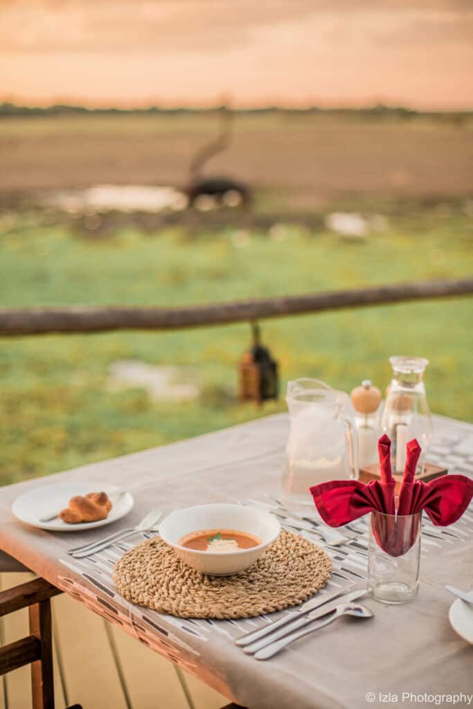 Dining at Kafunta River Lodge